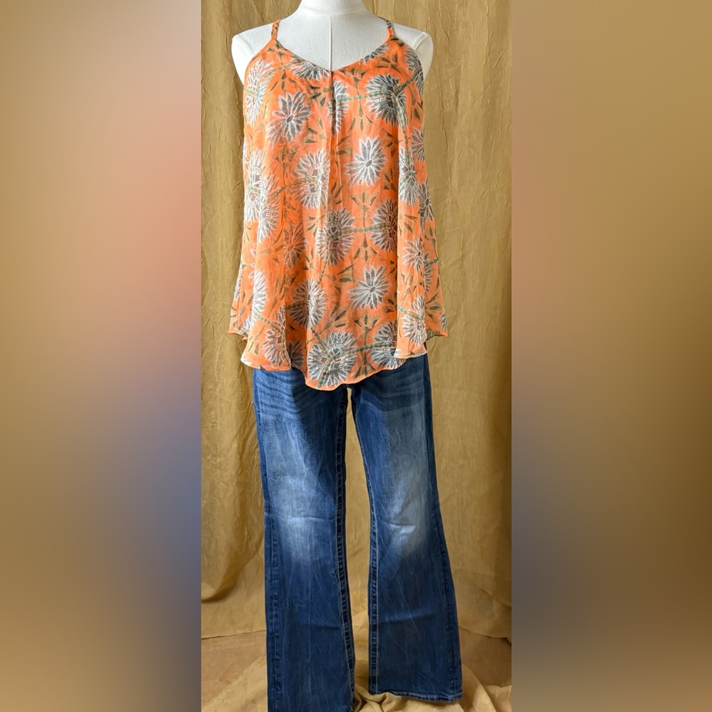 Miss Me tropical Aztec flowy halter top size small